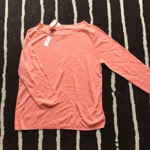 NWT Talbots Classic l/s peach scoop neck sweater, XL with neck buttons details